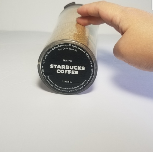 STARBUCKS 2010 INSULATED COFFEE TUMBLER BURLAP - Picture 5 of 8